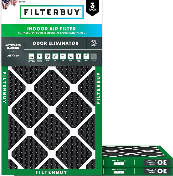 Filterbuy 16x30x1 Air Filter MERV 10 Odor & Allergy Defense