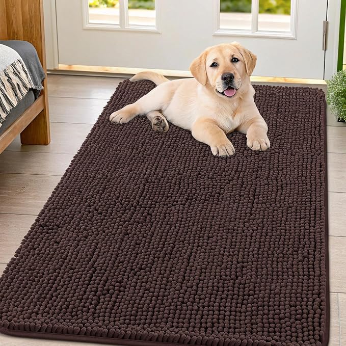 Smiry Dog Door Mat for Muddy Paws 47x32, Absorbent Dirt Trapper, Non-Slip