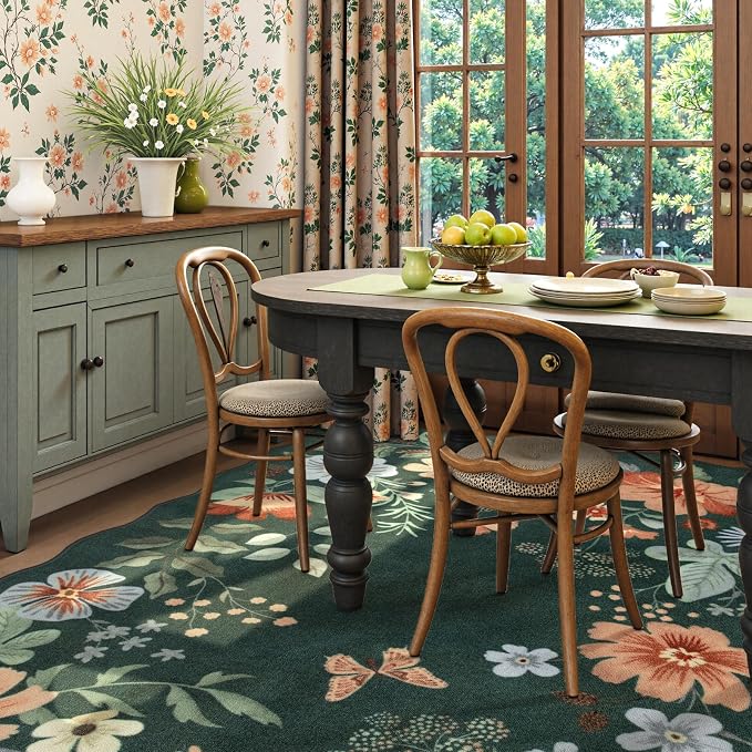 Lahome Floral Washable 6x9 Area Rugs, Soft Bedroom Rug