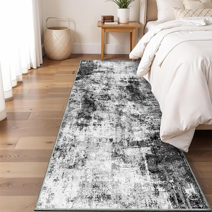 2x6 Washable Runner Rugs for Hallway: Easy-to-Clean Abstract Runners for