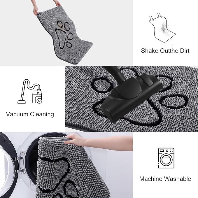 Smiry Dog Door Mat for Muddy Paws, Absorbent Dirt Trapper Non Slip Quick Dry