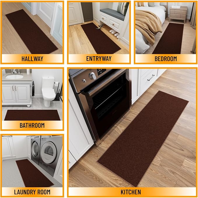 Ottomanson Hallway Runner Rug 1'10" x 6' Non Slip Solid Area Rugs Easy to Clean