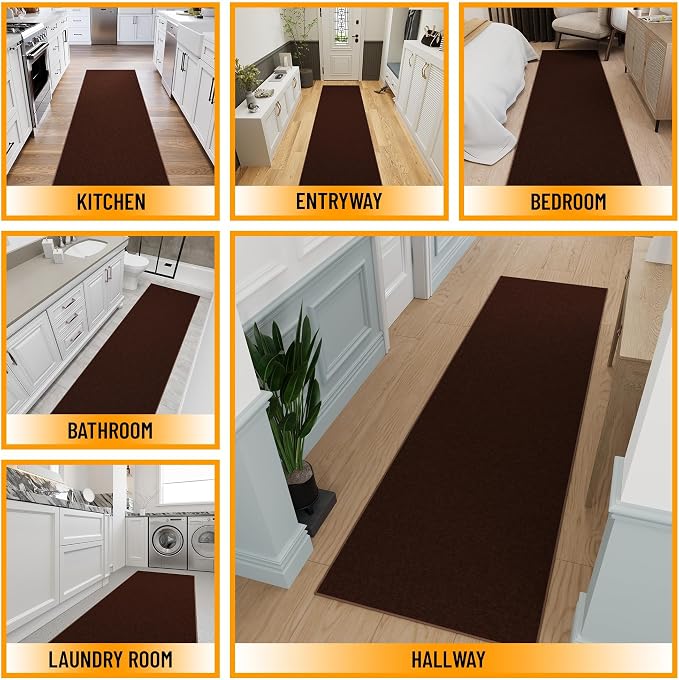 Ottomanson Hallway Runner Rug 2'7" x 9'10" Non Slip Solid Area Rugs Easy to