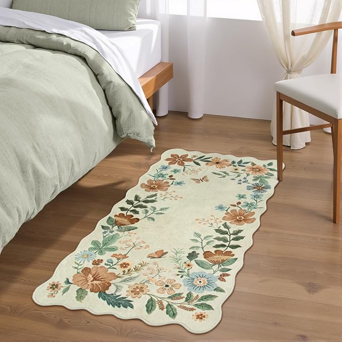 Lahome Floral Entryway Rug, 2x4 Washable Kitchen Rugs Non Slip Ultra-Thin