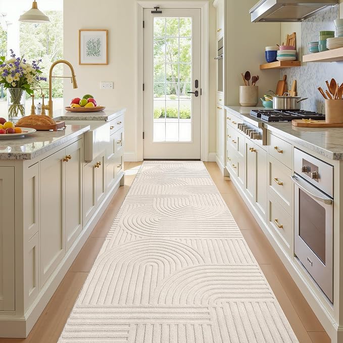 Pauwer 3x12 Washable Area Rugs for Living Room Modern Beige Solid Color Soft