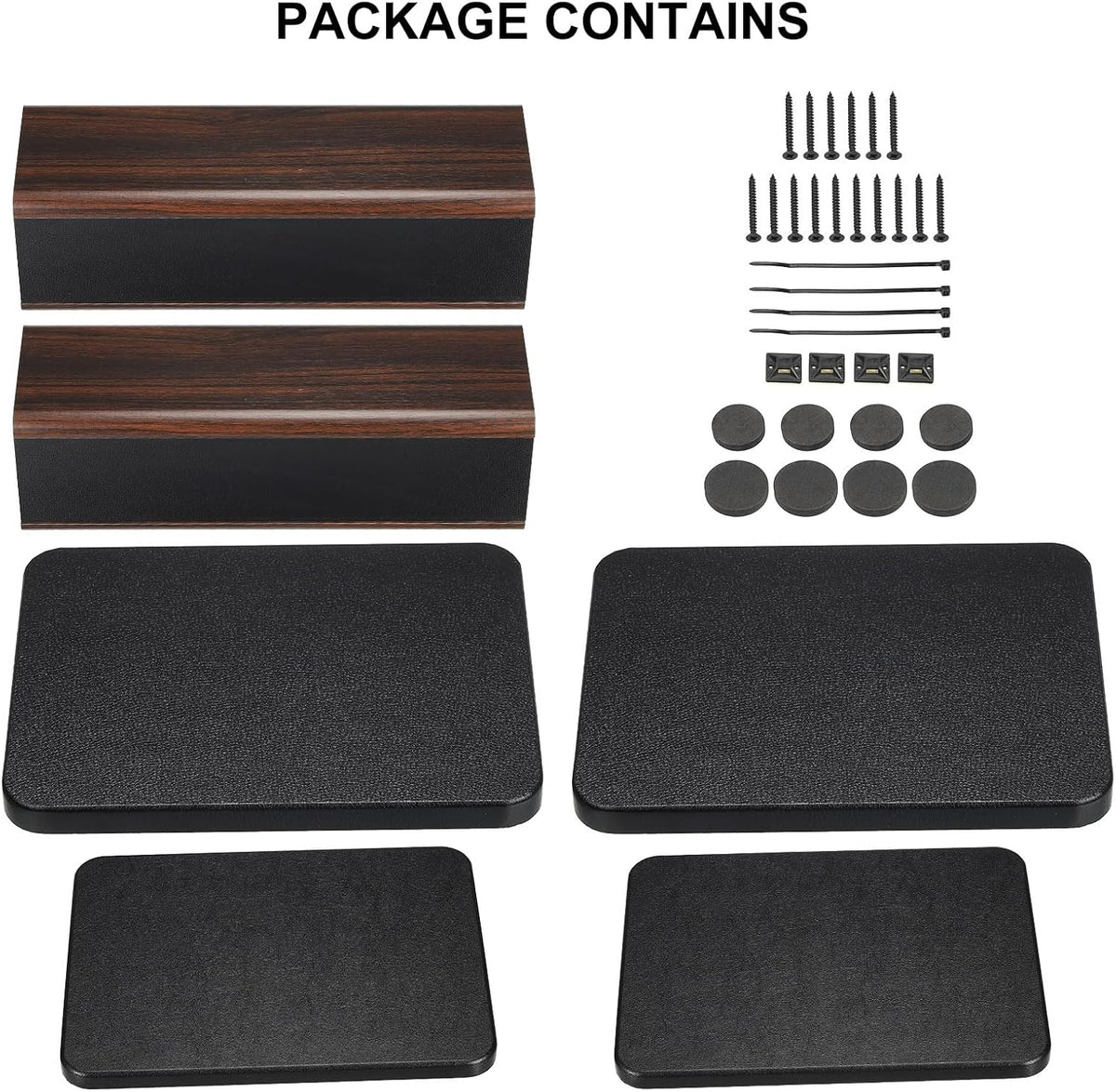 MECCANIXITY Wood Grain Speaker Stands 1 Pair 15.7 Inch (40cm) Universal Small Speaker Stand Hollowed Stands Enhanced Audio Listening for Home Theaters Cinema