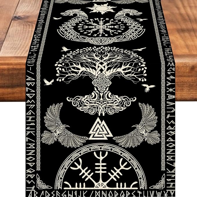 Viking Burlap Table Runner Seasonal Spring Fall Kitchen Dining Linen Table