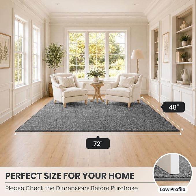 PURRUGS Easy Care Area Rug 4ft x 6ft, Non-Slip Machine Washable Entryway Rug