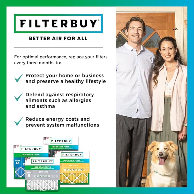 Filterbuy 12x25x1 Air Filter MERV 10 Odor & Allergy Defense