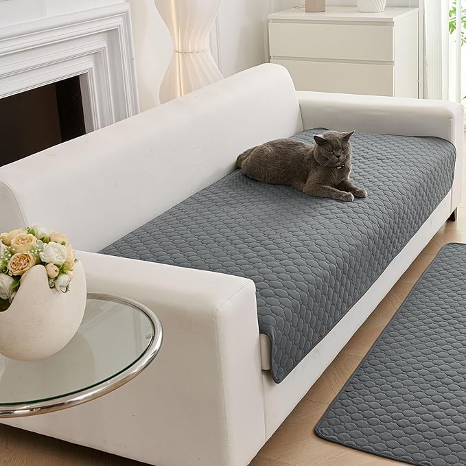 Waterproof Dog Couch Cover Protector Absorbent Quick Dry Non Slip Sofa Cover for Dogs Washable Pet Bed Couch Cover (Grey,51"x79")