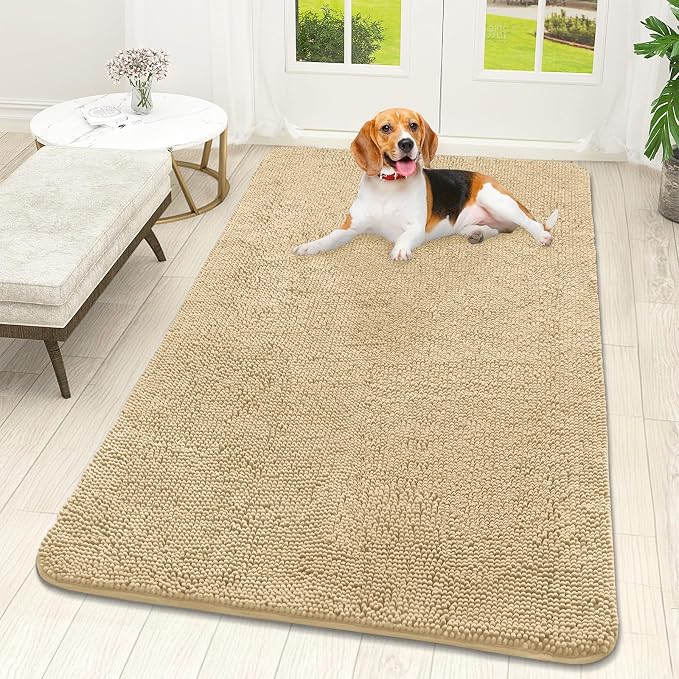 OLANLY Dog Door Mat for Muddy Paws 59x32, Absorbs Moisture and Dirt, Absorbent
