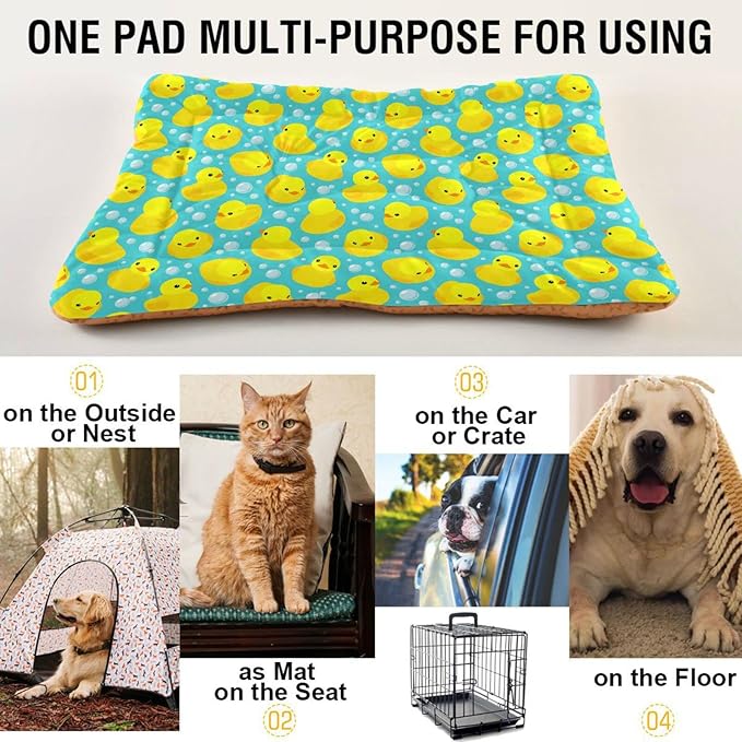 Pet Bed Yellow Duck Cartoon Dog Bed Mat Absorbing Non Slip Pad Pet Sleeping Mat for Small, Medium, and Large Dogs Puppy Cat 36 in x 24 in