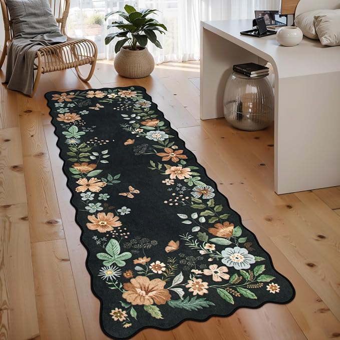 Lahome Floral Kitchen Runner, 2X6 Washable Runner Rug Non Slip Ultra-Thin