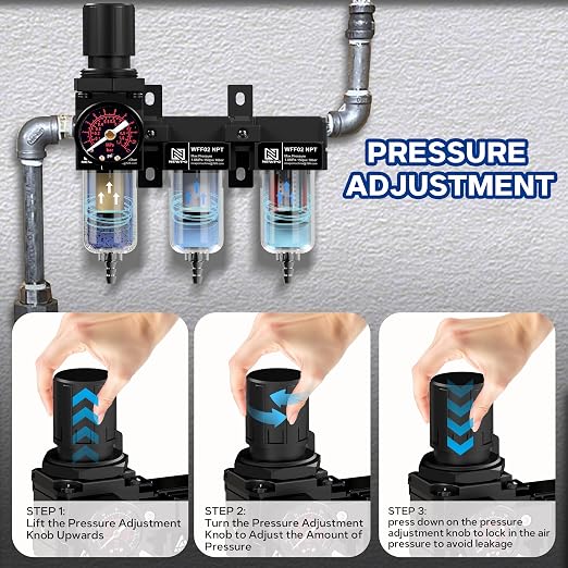NEWPO 1/4" NPT Air Drying System, Air Filter Pressure Regulator