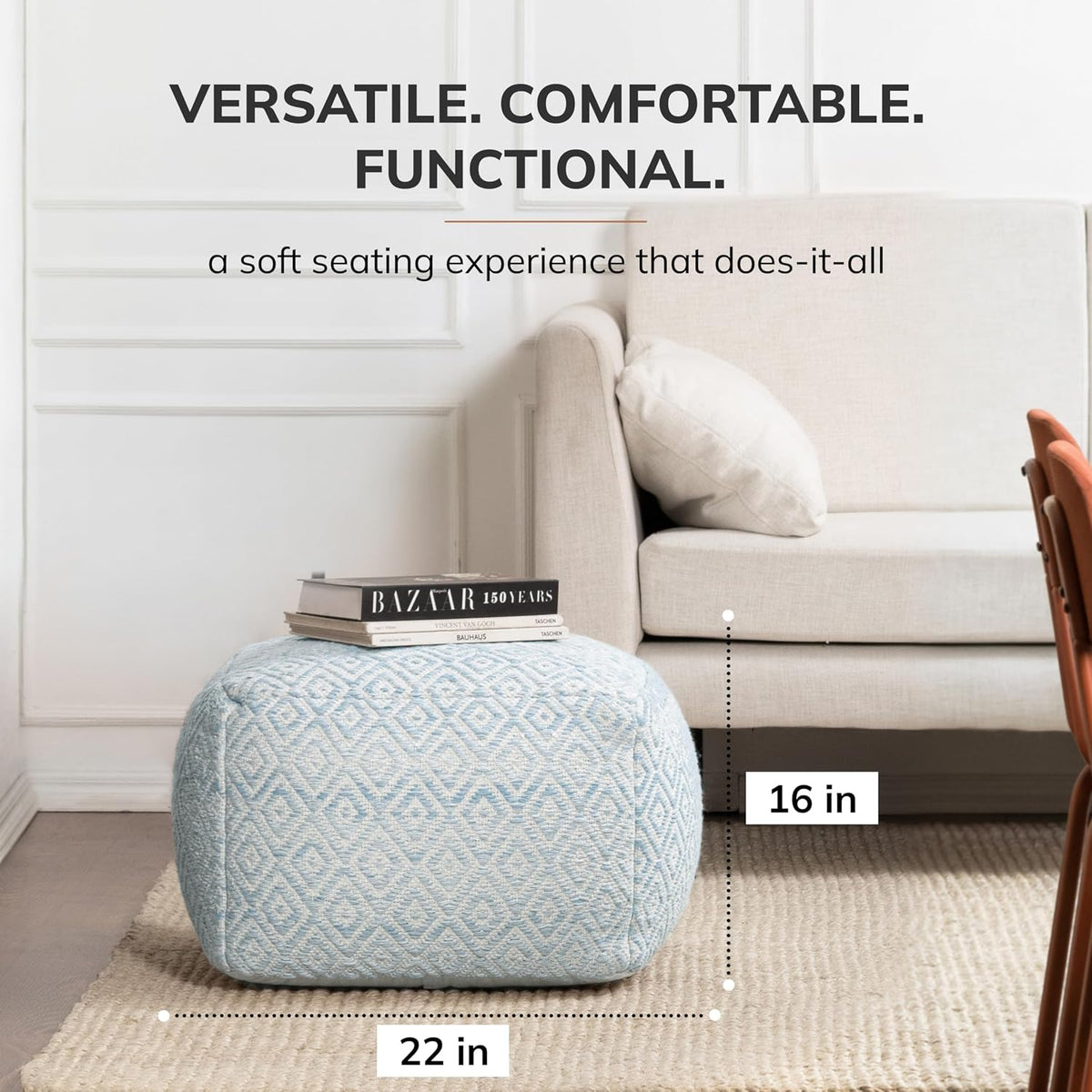 Anji Mountain 16" H x 22" W Handmade Pouf Ottoman for Living Room & Couch
