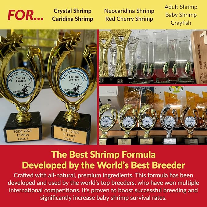 Professional Shrimp Food, All Natural Premium Ingredients, High Protein, Rich in Vitamins for Crystal Shrimp, Caridina, Neocaridina, Ornamental, Taiwan Breeder Foods Formula (50g)