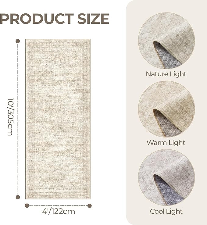 4x10 Runner Rug, Washable Hallway Runner Rug