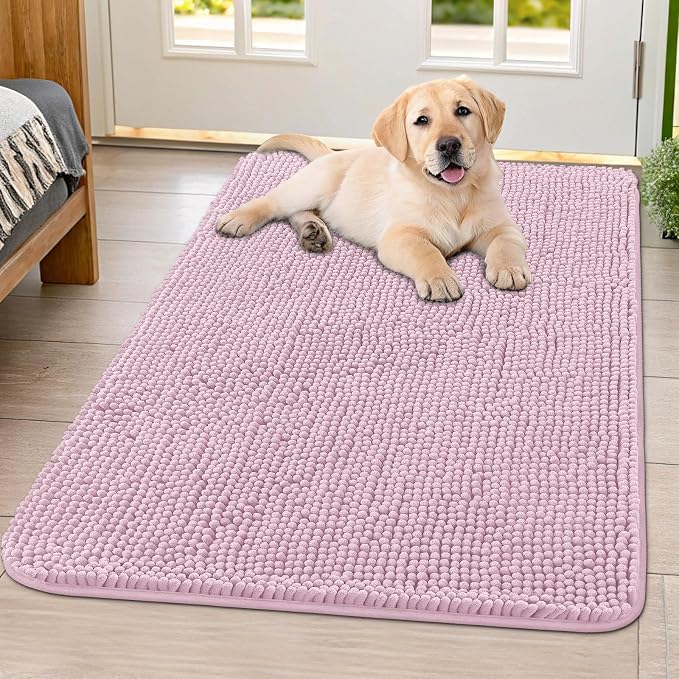 Smiry Dog Door Mat for Muddy Paws 40x32, Absorbent Dirt Trapper, Non-Slip