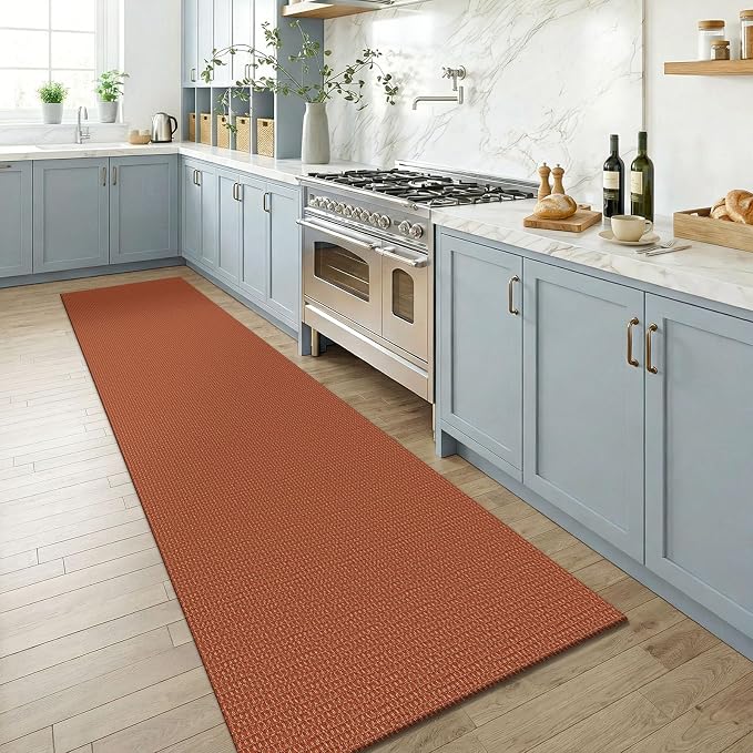 KOZYFLY Orange Runners for Hallway 2.5'x8', Washable Runner Rug, Woven Non Slip