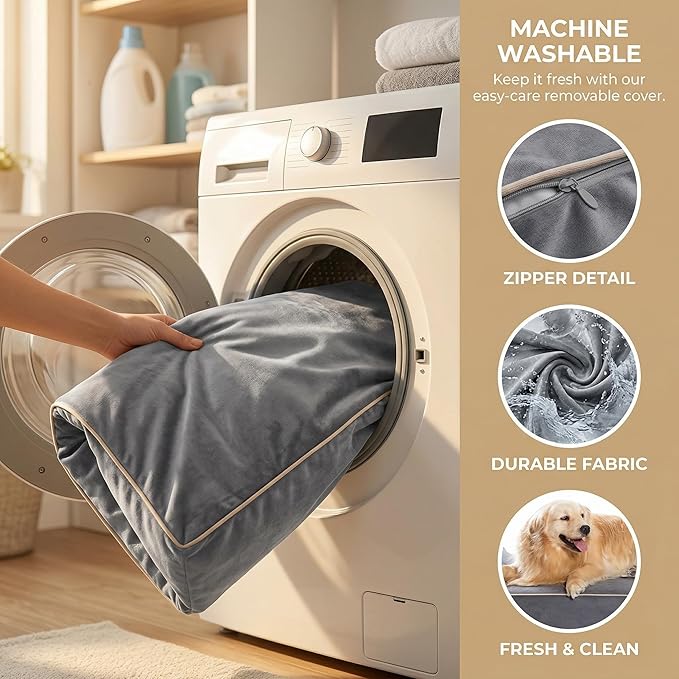Jumbo Orthopedic Dog Bed for Large Dogs - 7-inch Thick Memory Foam Dog Bed with Pillow Removable Cover Machine Washable, Giant | 50 inch, Brown