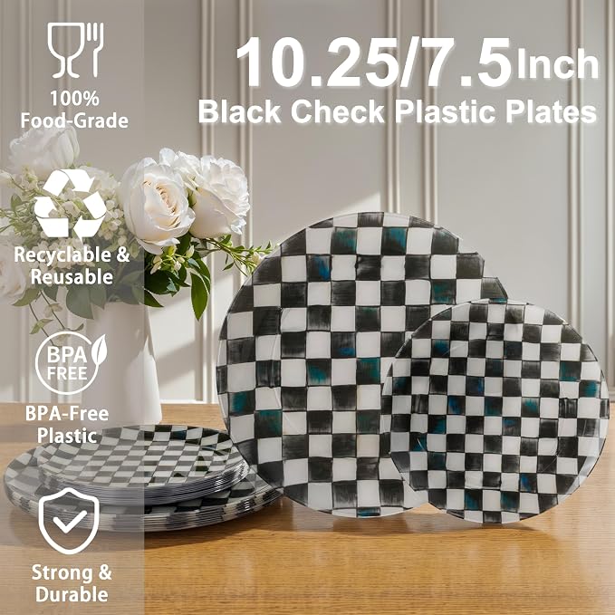 U-QE 20PCS Black Plastic Plates