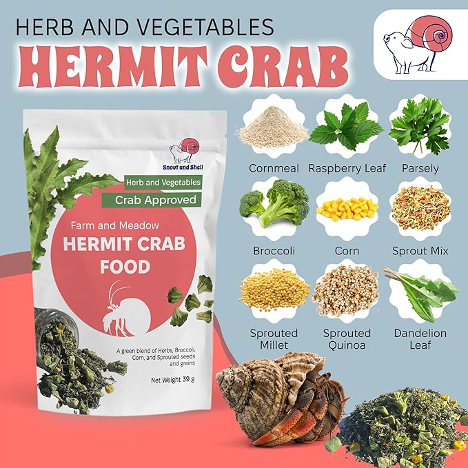 Snout and Shell Hermit Crab Food Bundle (Farm and Meadow, Fruity Breakfast Blend, Crabby Bug Blend, Greensand)