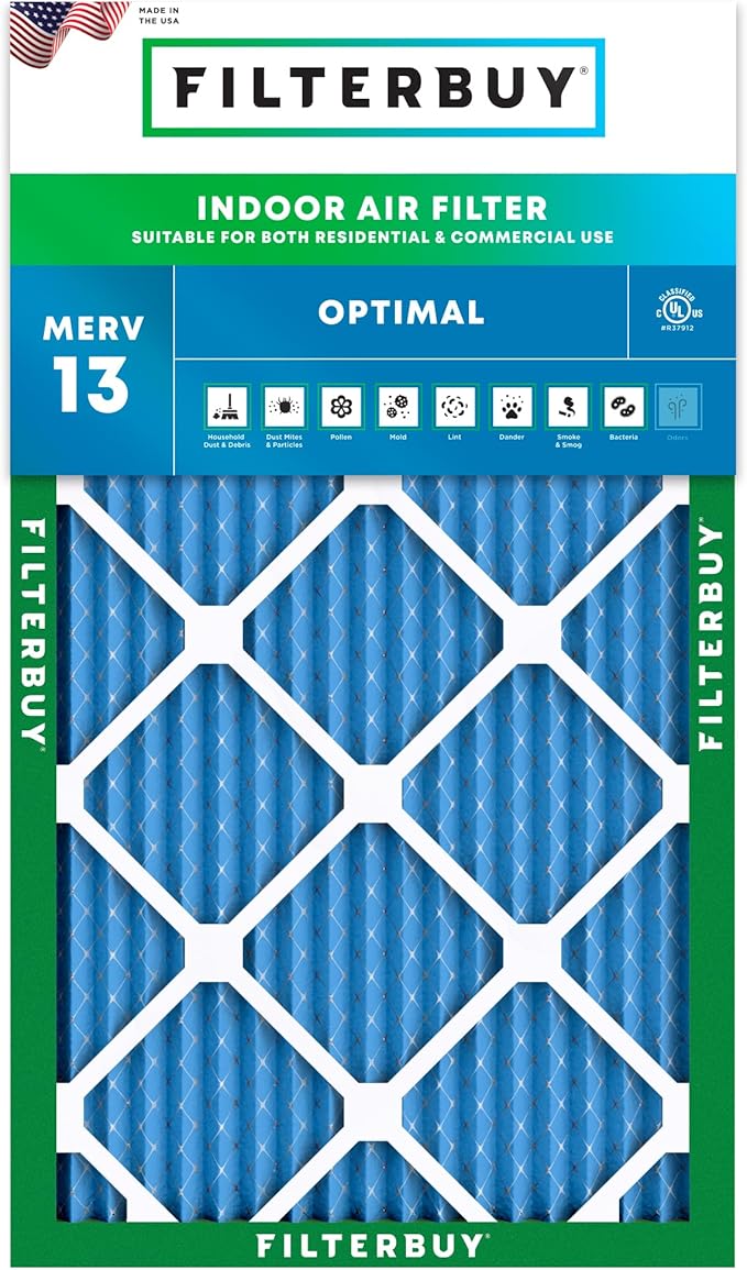 Filterbuy 13.5x23.5x1 Air Filter MERV 13 Optimal Smoke & Allergy Defense