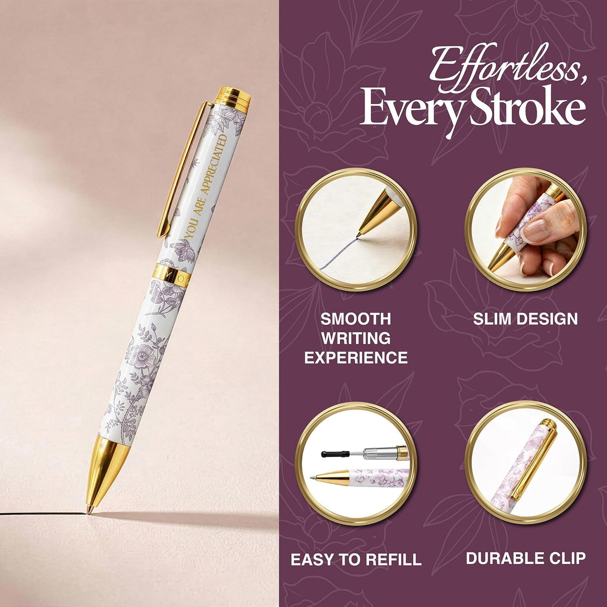 MESMOS High End Luxury Gift for Women, End of Year Teacher Gifts, German-Ink & 1mm Swiss-Tip, Fancy Pens for Women, Appreciation Gifts for Coworkers, Employees & Beautiful Unboxing Experience