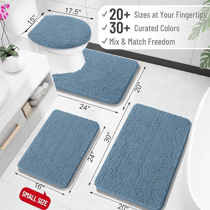 OLANLY Large Bathroom Rugs 50x30, Extra Soft Absorbent Chenille Bath Rugs