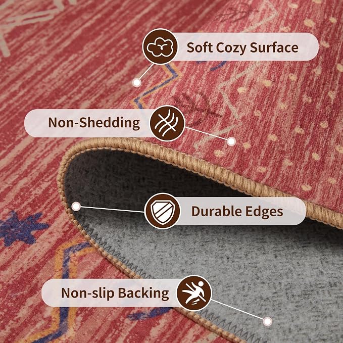 SERISSA Hallway Runner Rug, Soft Low-Pile Geometric Indoor Long Carpet