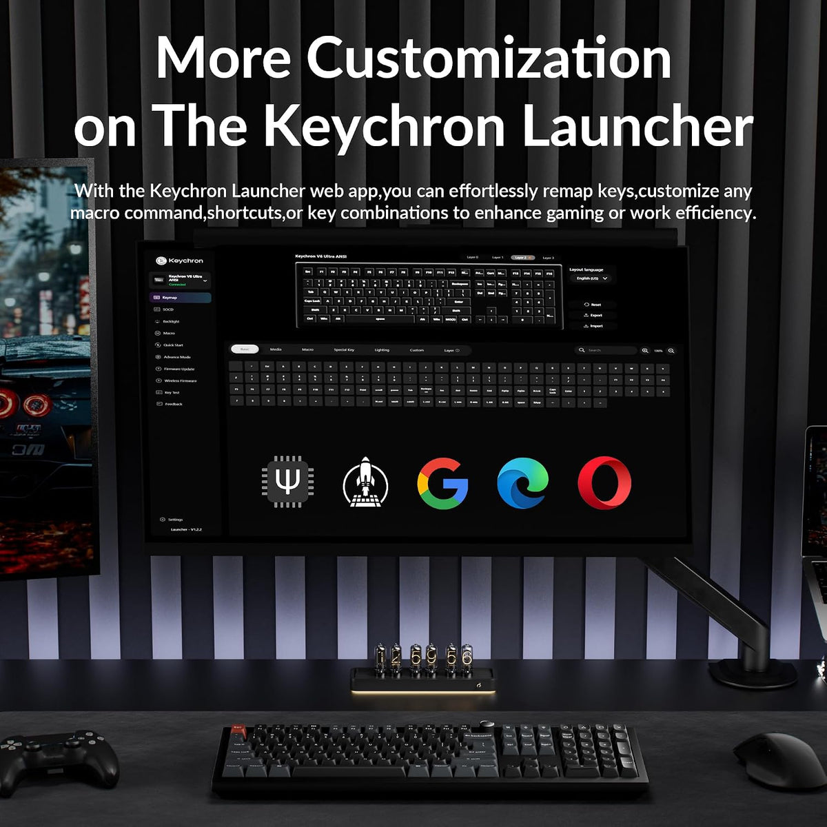 Keychron V6 Ultra 8K Wireless Mechanical Keyboard, 8000Hz Polling Rate Tri-Mode (2.4G/BT/Wired) Full Size Gaming & Office Keyboard, Hot-swappable Red Switches, ZMK/Web Launcher, for Mac/Win/Linux
