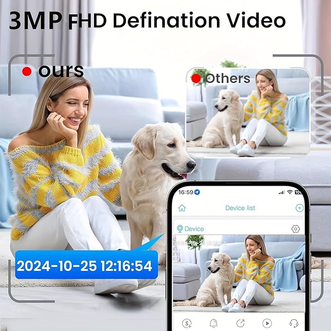 GOWENIC Security Camera Indoor, 4K UHD Pet Camera with Phone App for Dog Cat, for Home Nanny Baby Room, AI Motion Detection 5G 2.4GHz WiFi