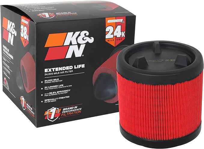 K&N Engine Air Filter: Extended Life 24, 000 Mile Replacement Air Filter: