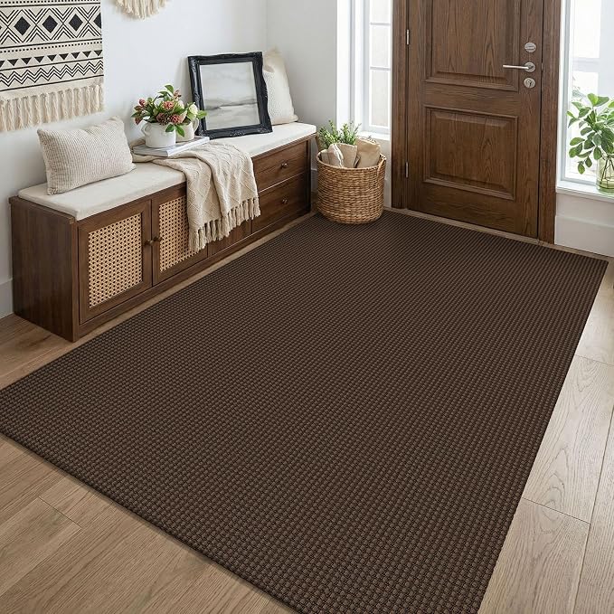KOZYFLY Washable 4x5 Entry Woven Area Rug, Braided Throw Rugs