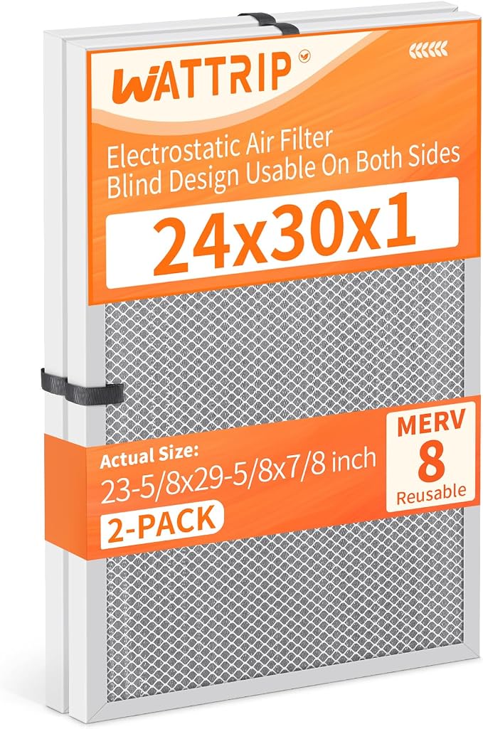 2-Pack 24x30x1 MERV 8 Reusable & Washable Electrostatic Air Filters