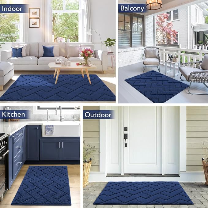 hicorfe Dirt Trapper Indoor Doormat, Non Slip Backing Washable Door Mats