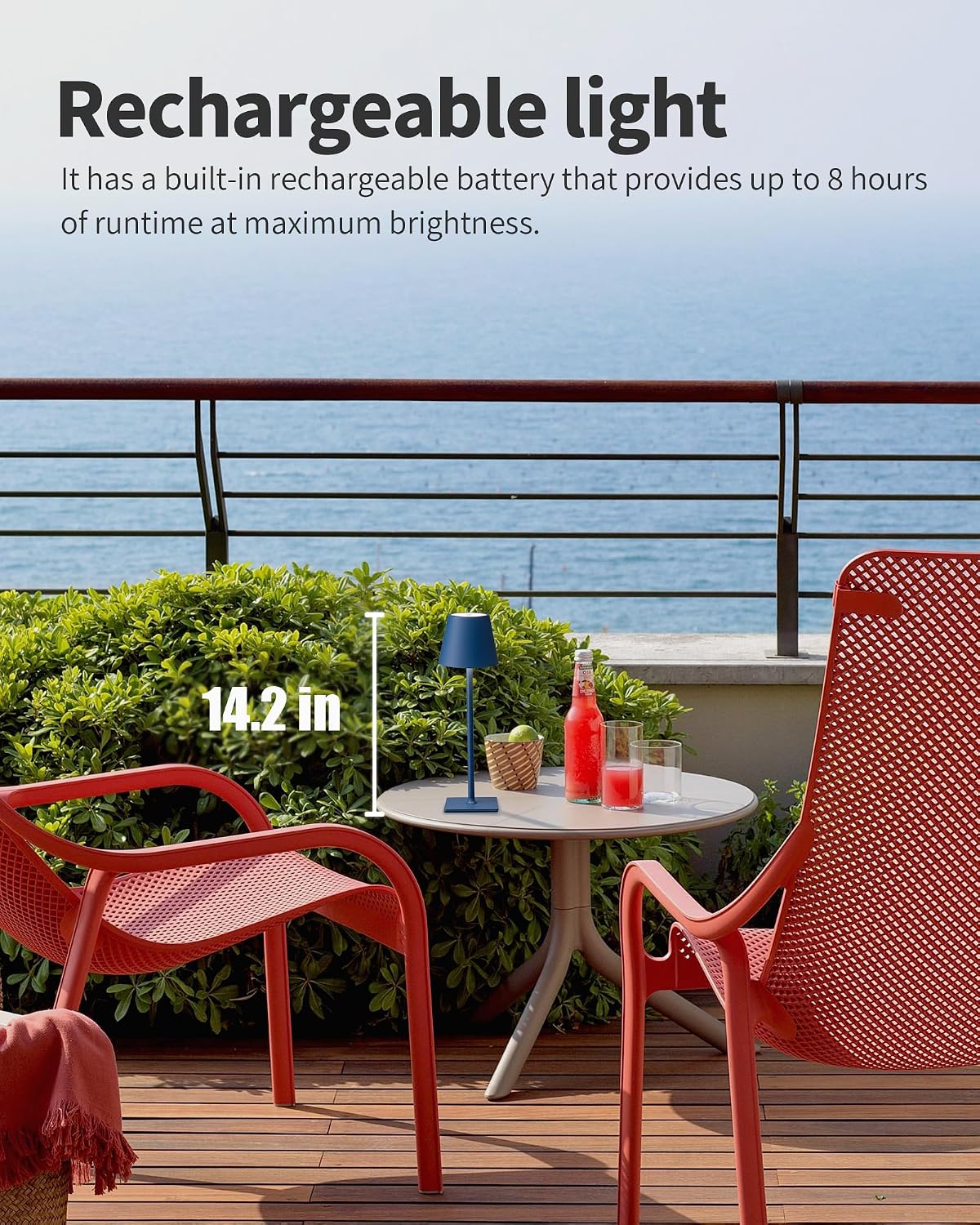 KDG 2 Pack Cordless Blue Table Lamps, Rechargeable Portable LED Desk Lamps