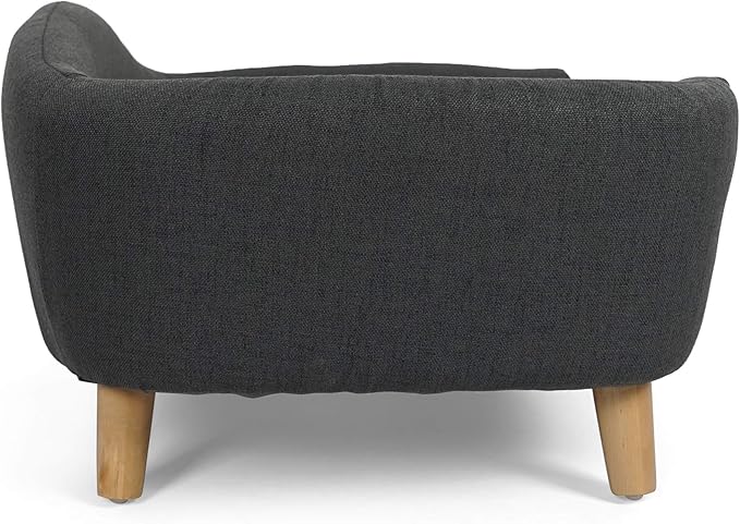 Dog Sofa Couch Bed for Small Dogs, Durable Fabric Rectangle Pet Sofa with Soft Cushion, Modern Elegant Elevated Mini Dog Couch Bed with Backrest and Armrests, Dark Gray