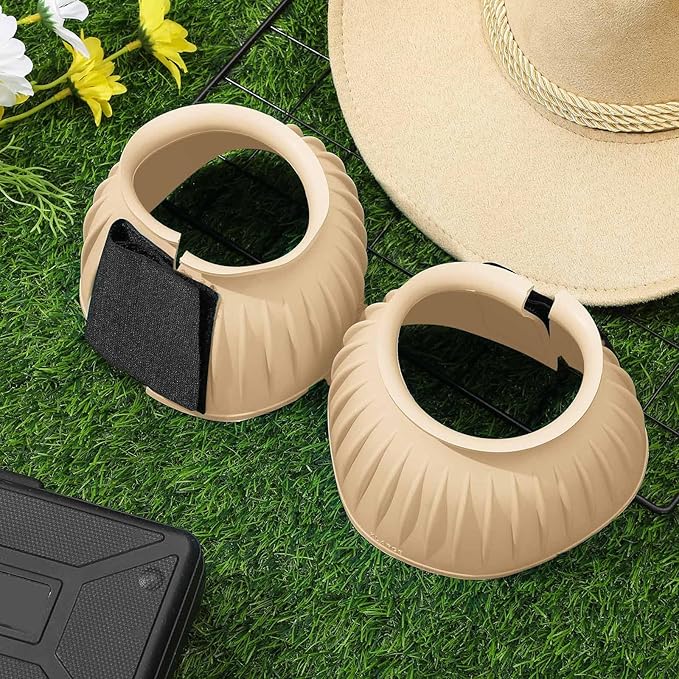 Abbylike Bell Boots for Horses 1 Pair/2 Pair Available, Protect Against Hoof Impact Trauma, Rubber Bell Boots Horse Care for Turnout, No Rub Design Wrap Hook and Loop