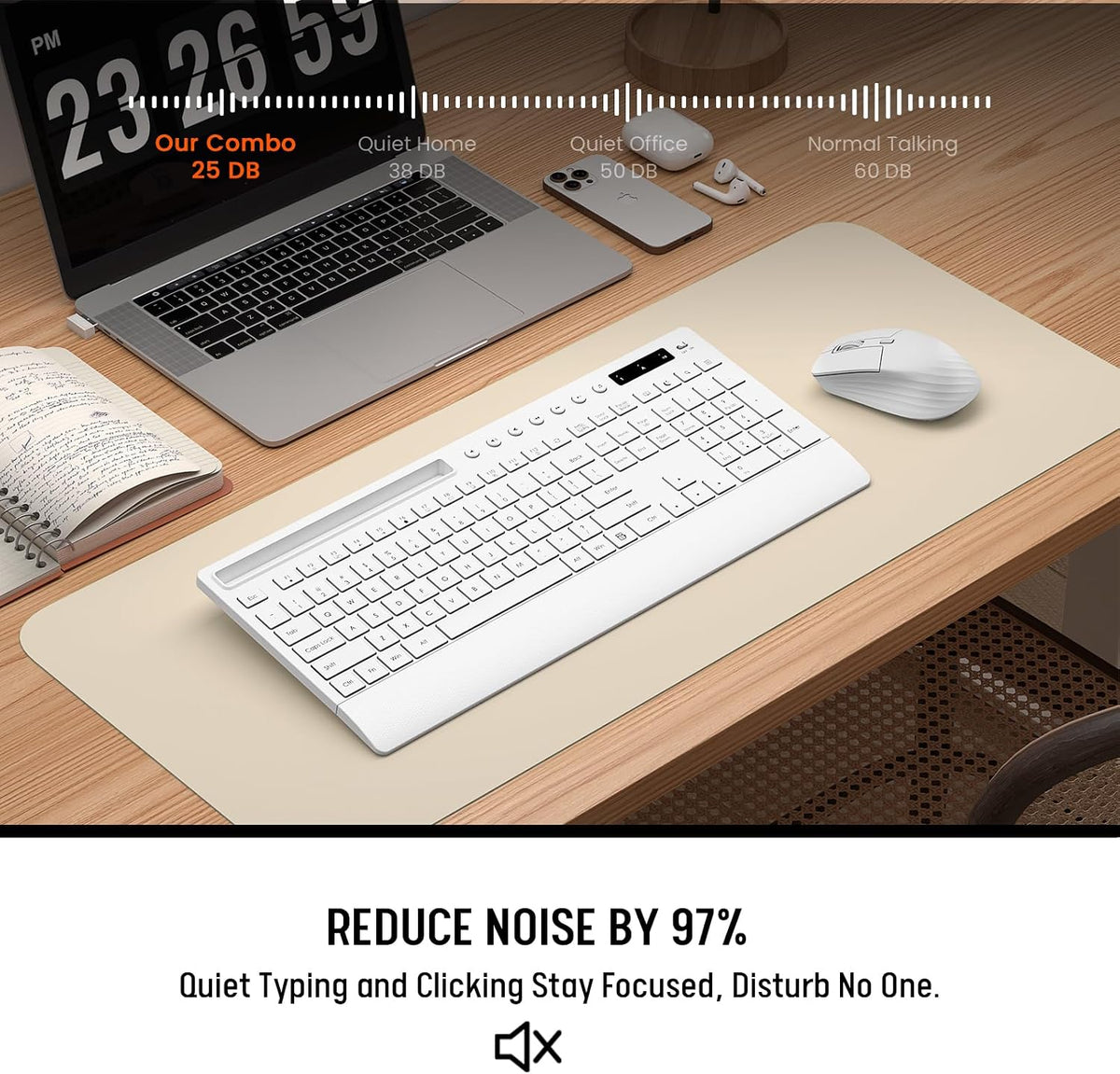 Trueque Wireless Keyboard and Mouse Combo, Full Size with Palm Rest