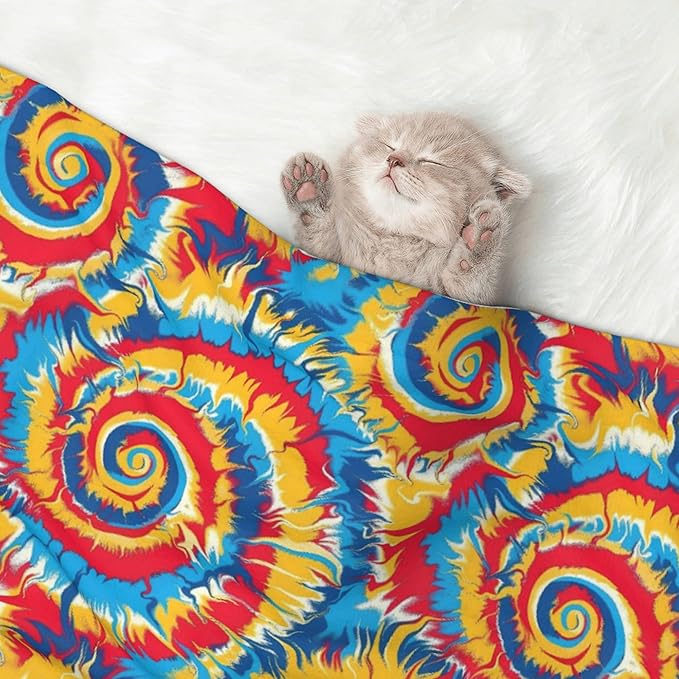 Waterproof Dog Blanket Soft Pet Blanket for Puppy Cat, Fleece Cat Throw Blankets for Furniture Bed Couch Sofa Reversible - Classic tie dye 1