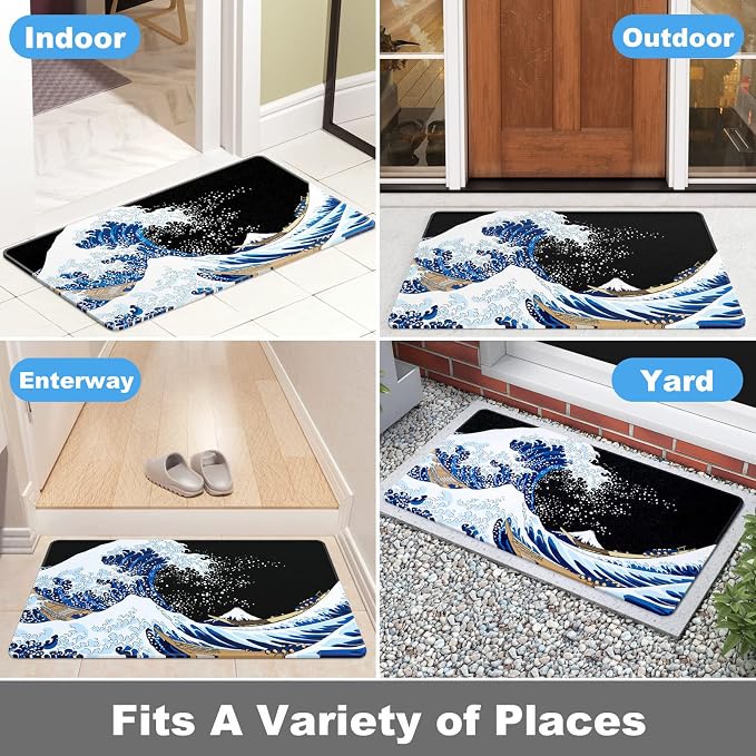 Rnivvi Front Door Mat, Heavy Duty Low Profile Anti-Slip Entryway Rug