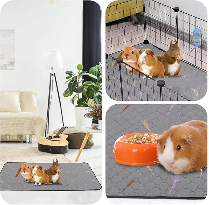 2Pcs Guinea Pig Cage Liners,Guinea Pig Fleece Cage Liners24''X48'' Super Absorbent Washable Pee Pads Reusable for Rabbit Hamster Chinchilla