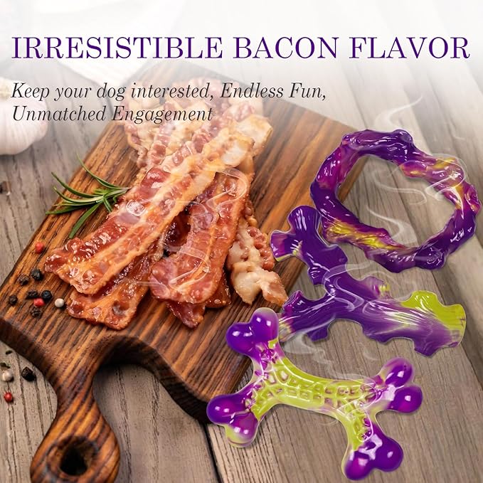 Tough Dog Toys for Aggressive Chewers 3 Pack, Indestructible Dog Toys for Large Dogs, Dog Chew Toys, Aggressive Chew Toys to Keep Them Busy, Dog Bones for 15-100lbs Puppy/Medium/Large Breeds