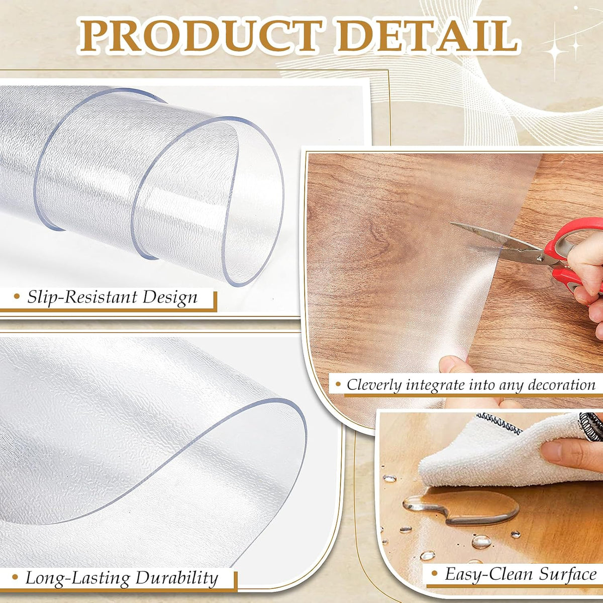 Clear Plastic Floor Mat 4.75 x 7 Ft PVC Floor Protector for Kitchen Floor
