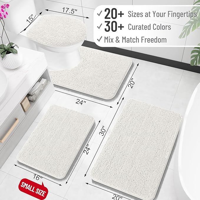 OLANLY Bathroom Rugs 32x20, Extra Soft Absorbent Chenille Bath Rugs, Rubber