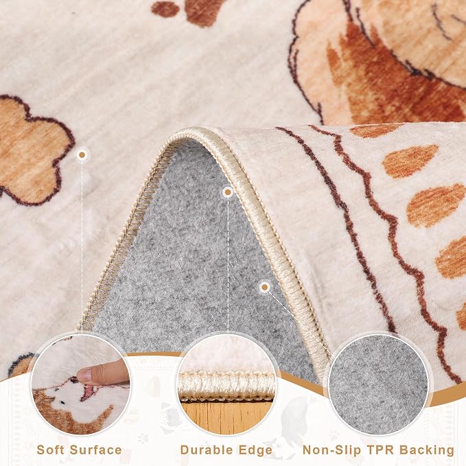 DUKINO 2.6x8 Washable Runner Rug