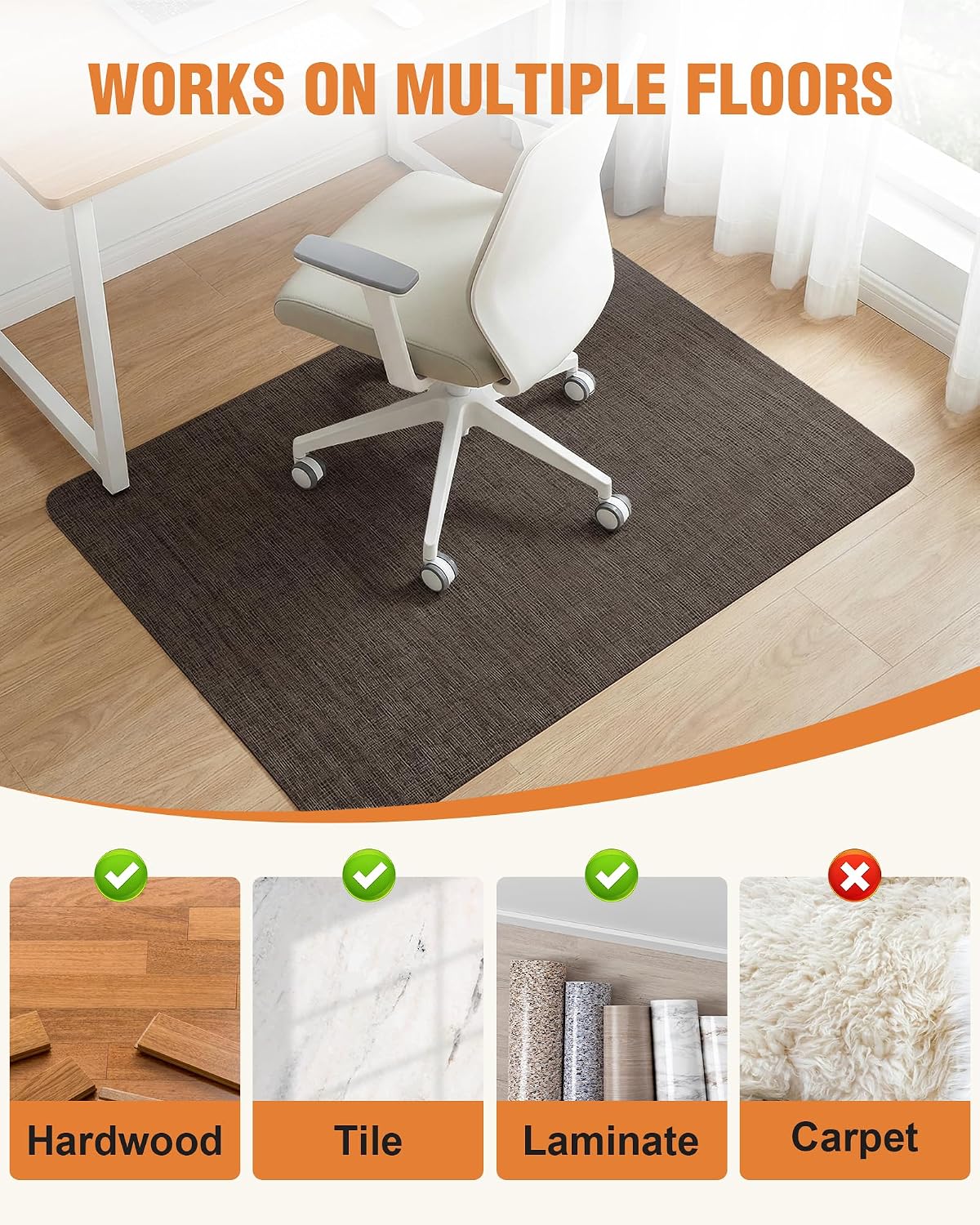 Carvapet 36 x 48 Office Chair Mat for Carpet Hardwood Floor Protector Rug