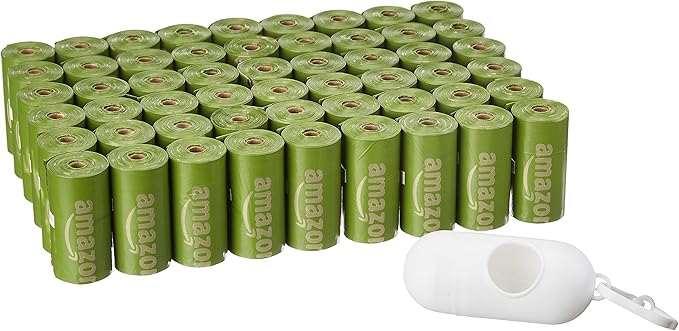 Amazon Basics Premium Leak Proof Dog Poop Bags with Dispenser and Leash Clip, Brazilian Mango Scented, 13" x 9", 810 Count (54 Rolls of 15)