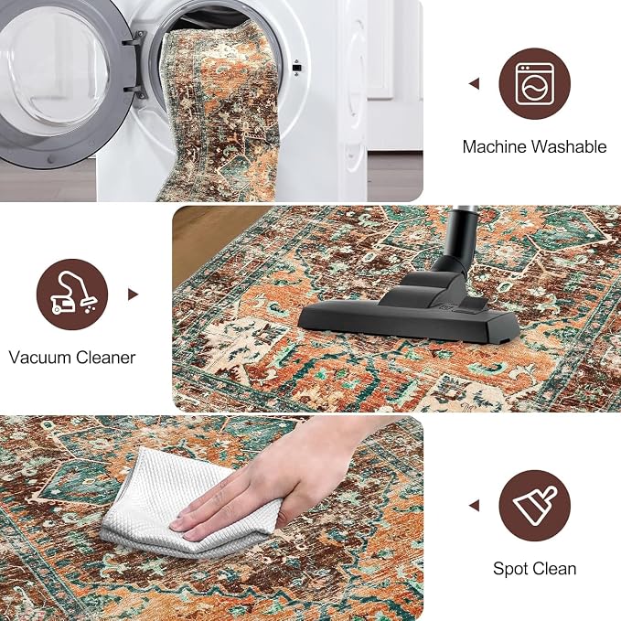 Yamaziot Washable Kitchen Runner Rug Set of 3, Non-Slip Boho Vintage Hallway